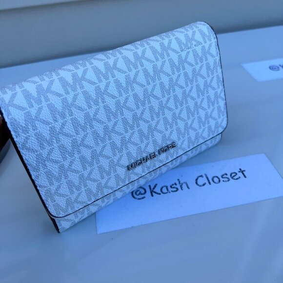 Michael Kors phone crossbody clutch purse medium jet set travel bright white - Picture 2 of 8